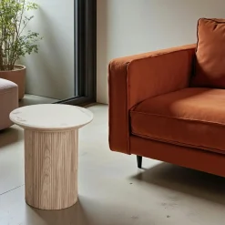 Bout de canapé en céramique effet marbre Ø45 cm PRATO