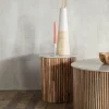 Bout de canapé marbre et bois MASSA