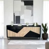 Buffet 4 portes bois noir et blanc ANINA