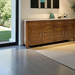 Buffet 4 portes hévéa massif moderne 200cm ATTAN