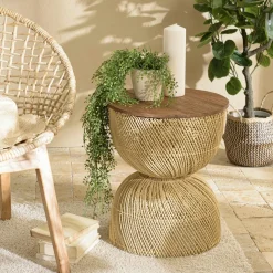 Buffet de rangement 2 portes en teck et fibre de coco SWING