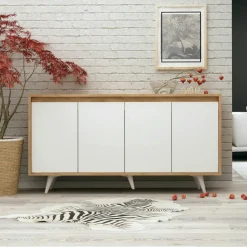 Buffet design moderne 4 portes effet travertin JENA