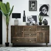 Buffet en bois recyclé piètement effet laiton vieilli ADÉLAÏDE