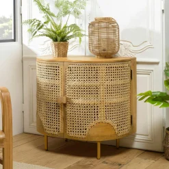 Buffet en cannage et bois de manguier 5 portes MALAGA