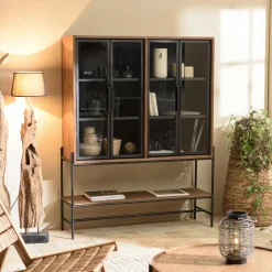 Buffet en teck recyclé 2 portes bois massif 101 cm SWING