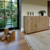 Buffet Enfilade Hévéa 3 portes, 3 tiroirs 146,5x45x90cm GALA