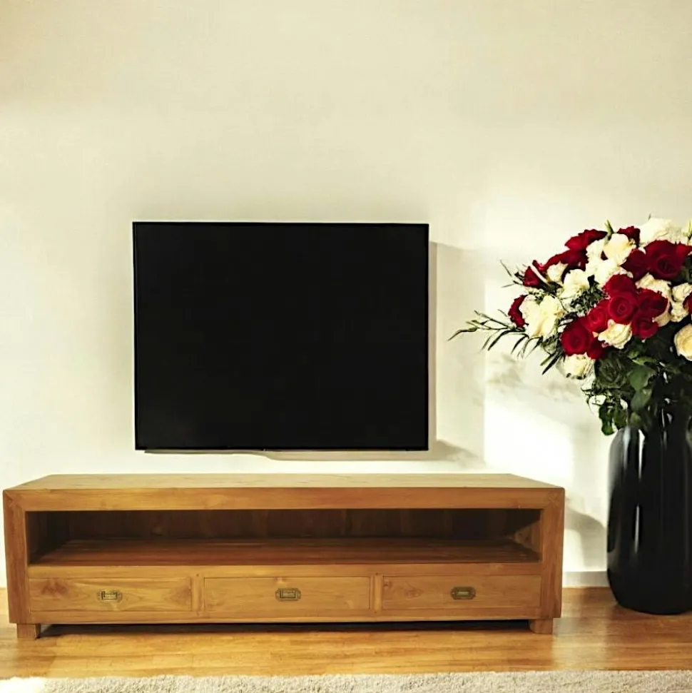 Buffet Hévéa 3 portes, 1 tiroir, 140x45x85cm HELENA