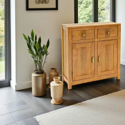 Buffet Hévéa 2 portes, 2 tiroirs, 80x30x85cm GALA