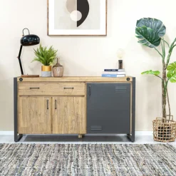 Buffet industriel bois-métal 3 portes 1 tiroir 150 cm BROOKLYN