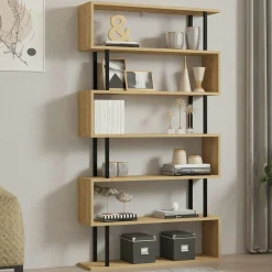 Buffet moderne 2 portes avec niches rangement - effet chêne JENA
