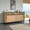 Buffet moderne bois clair - 2 portes, 3 tiroirs GRADO