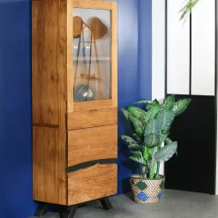 Buffet moderne bois recyclé teck laque noire BARBADE