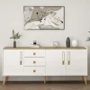 Buffet scandinave blanc et effet bois avec 3 tiroirs MARFA