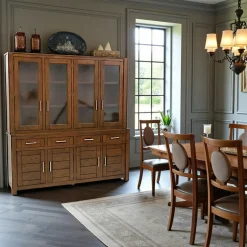 Buffet vaisselier vitré bois moderne ATTAN 200cm
