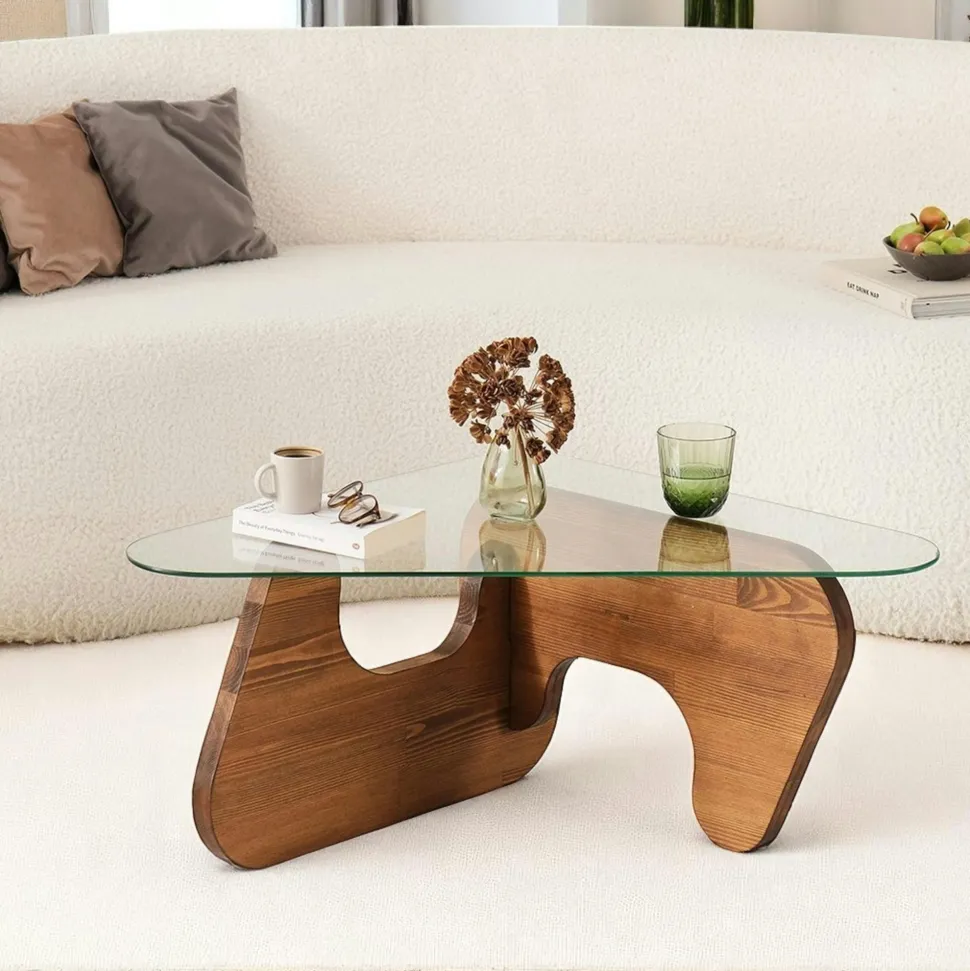 Bureau en bois foncé et verre noir - style moderne ANZIO