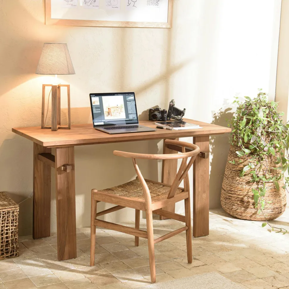 Bureau industriel teck recyclé SWING