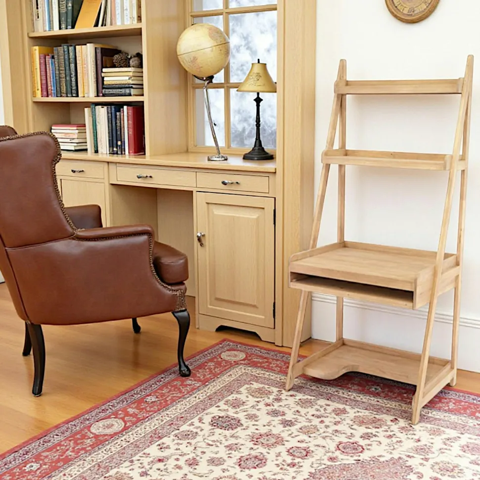 Bureau étagère bois massif hévéa 83xH190cm TRADITION
