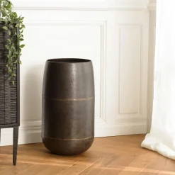 Cache-pot sur pied en métal noir – style moderne, 78 cm