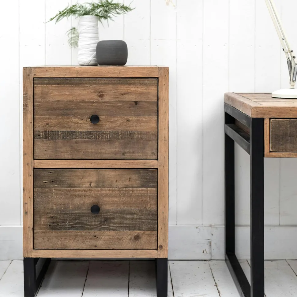 Caisson de bureau en bois recyclé 2 tiroirs BRISBANE