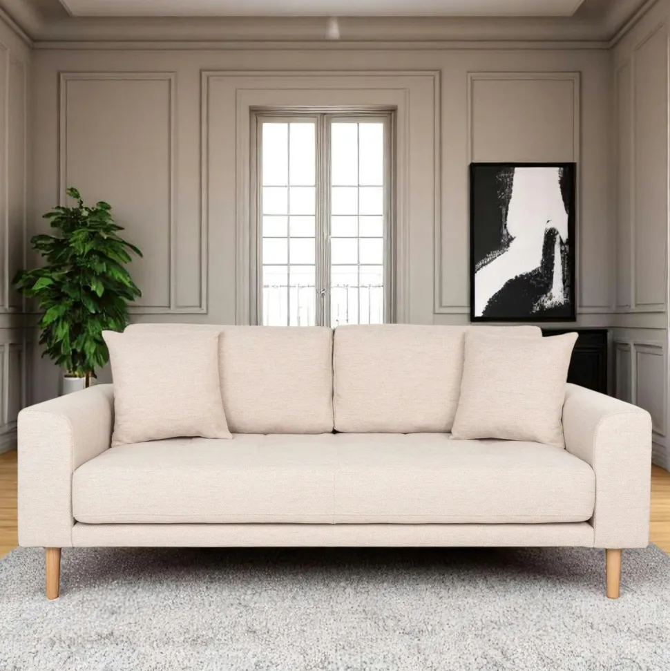 Canapé 2 places 1/2 beige sable 180 cm AMSTERDAM