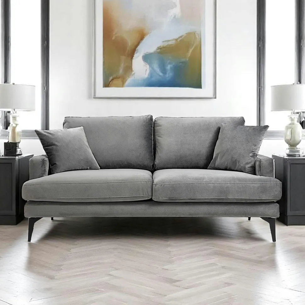 Canapé 2 places beige en tissu velours 175 cm SEATTLE