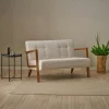 Canapé 2 places compact blanc chiné moderne 124 cm KOS