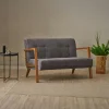 Canapé 2 places compact tissu gris moderne 124 cm KOS