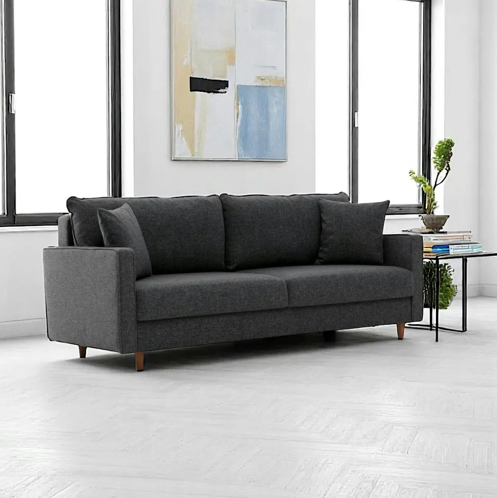Canapé 3 places gris anthracite - dossier haut COMO