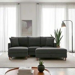 Canapé 2 places gris anthracite - dossier haut COMO