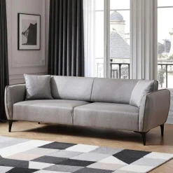 Canapé 2 places gris clair - couture déco VILNIUS