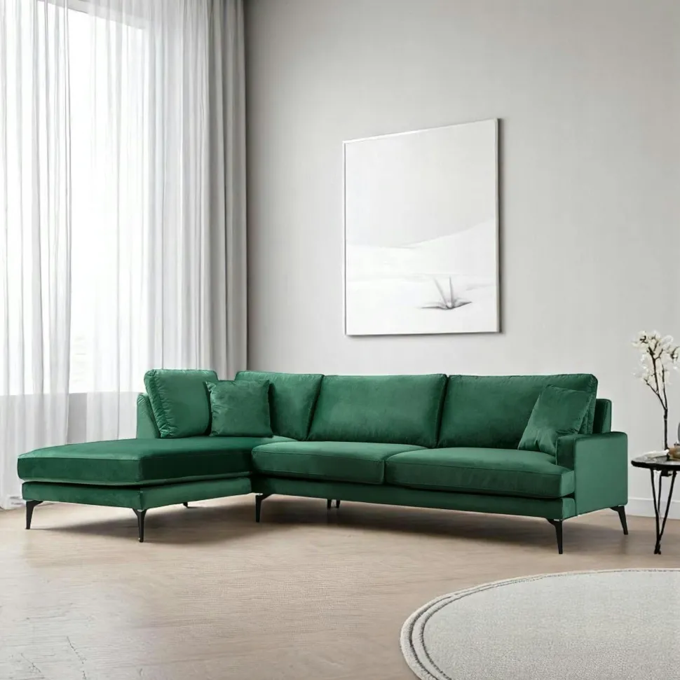 Canapé 2 places gris en velours SEATTLE
