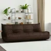 Canapé 3 places marron en tissu plissé 210 cm ARVEN