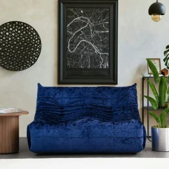 Canapé 2 places marron en tissu plissé 145 cm ARVEN