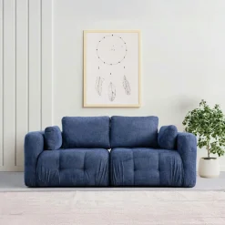 Canapé 2 places modulable bleu foncé, forme organique BARI