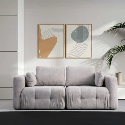 Canapé 2 places modulable beige, forme organique BARI