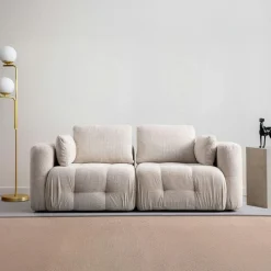 Canapé 2 places modulable gris clair, forme organique BARI
