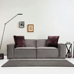Canapé 3 places modulable velours gris, style urbain BILLUND