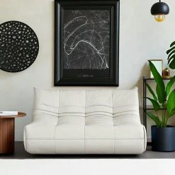 Canapé 2 places velours bleu nuit plissé 145 cm ARVEN