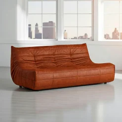 Canapé 2 places velours bleu nuit plissé 145 cm ARVEN