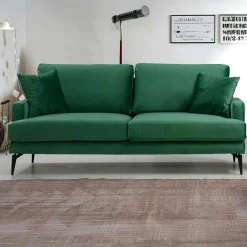 Canapé 2 places vert en tissu velours 175 cm SEATTLE