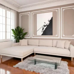 Canapé d'angle beige sable - côté droit, 290 cm AMSTERDAM