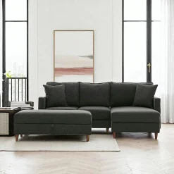 Canapé d'angle convertible anthracite - côté droit COMO