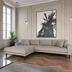 Canapé d'angle gris minéral - côté gauche, 290 cm AMSTERDAM