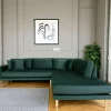 Canapé d'angle vert foncé - côté droit, 257 cm AMSTERDAM