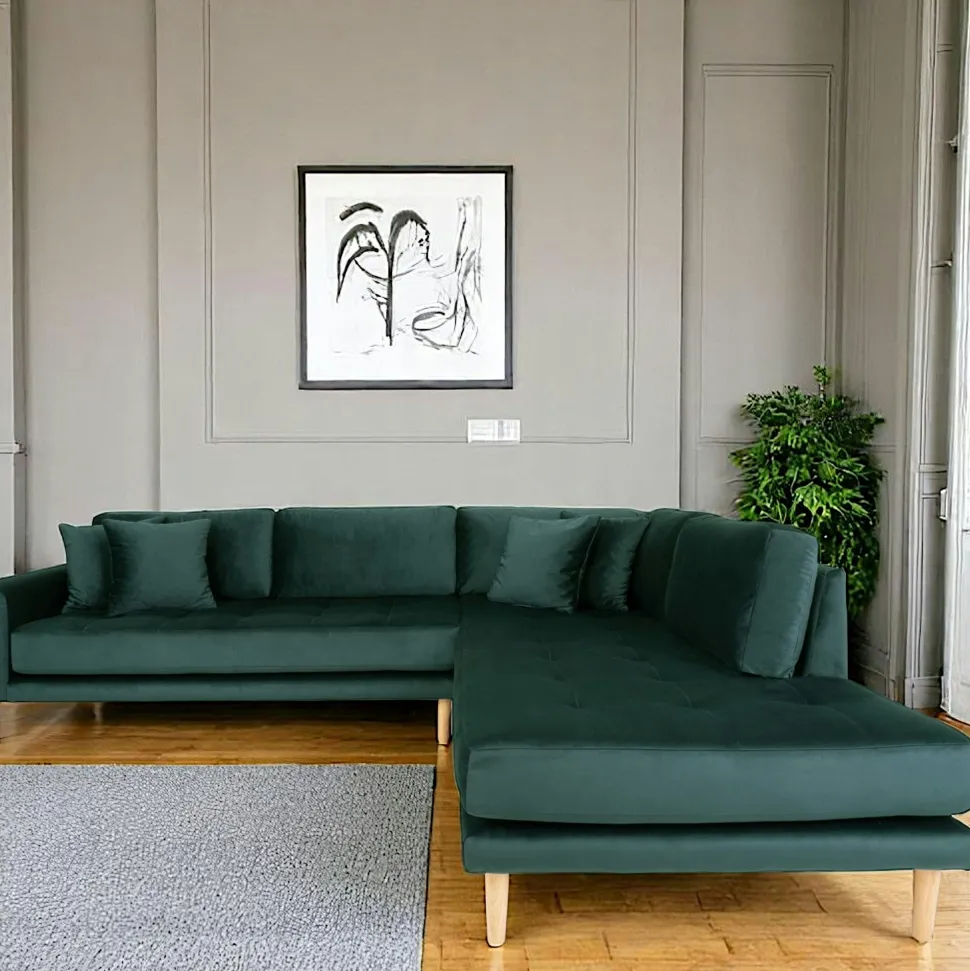 Canapé d'angle vert foncé - côté droit, 257 cm AMSTERDAM
