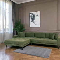 Canapé d'angle vert nature - côté droit, 290 cm AMSTERDAM