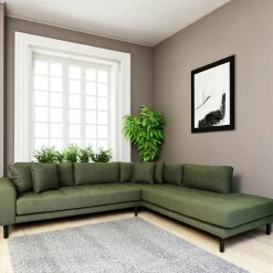 Canapé d'angle vert nature - côté droit, 257 cm AMSTERDAM