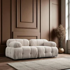 Canapé modulable 2 places écru, assise profonde 190 cm ICA