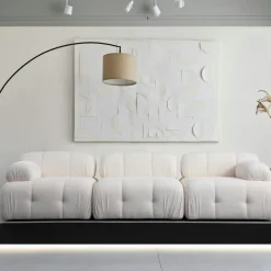 Canapé modulable 2 places écru, assise profonde 190 cm ICA