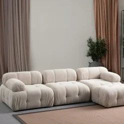 Canapé modulable 2 places écru, assise profonde 190 cm ICA